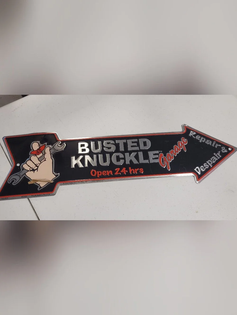 Open 24 Hrs Metal Sign - Black and Red